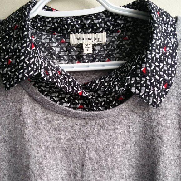 Faith and Joy Collar Gray Sweater, L - Picture 3 of 9